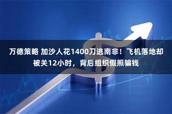 万德策略 加沙人花1400刀逃南非！飞机落地却被关12小时，背后组织假照骗钱